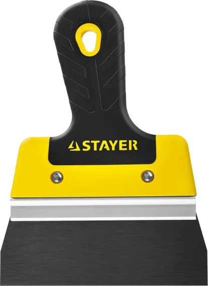 STAYER PROFlat, 150 мм, усиленная алюминиевая направляющая, двухкомпонентная ручка, анодированный, фасадный шпатель, Professional (10045-15)