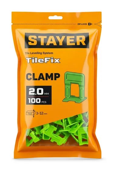 STAYER СВП TileFix, 2,0 мм, 100 шт, система выравнивания плитки ″ворота″ (33847-100)