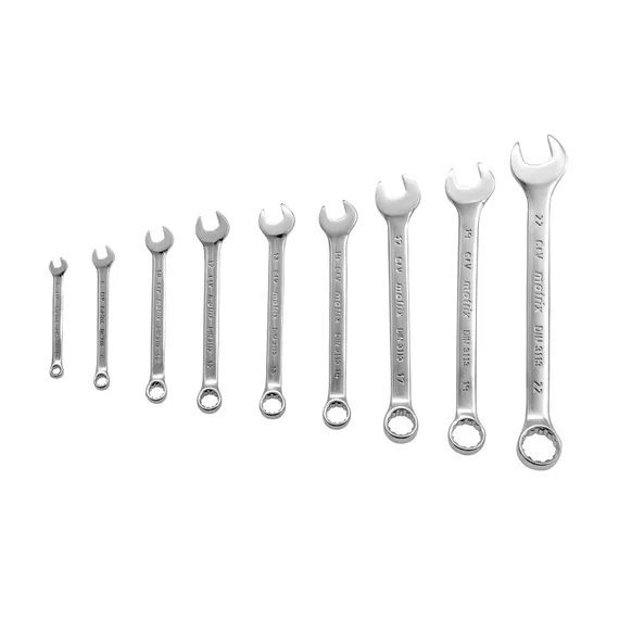 Набор ключей комбинированных, 6-22 мм, 9 шт, CrV, матовый хром Matrix