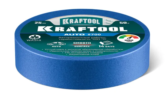 KRAFTOOL #700 Auto 25 мм х 50 м, для авторемонтных работ, малярная лента (12107-25)