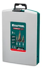 KRAFTOOL COBALT 3 шт., 4-32мм, азотирование, винтовая спираль, набор сверл ступенчатых(29691-4-32-H3)