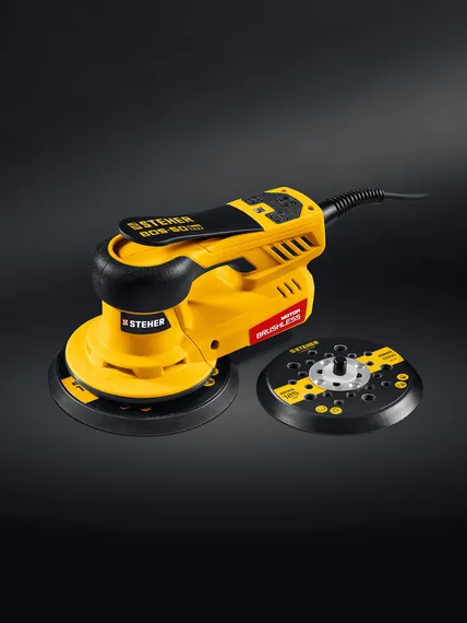 Орбитально-шлифовальная машина, STEHER BOS-50 Duo, d125 / d150 мм, 5.0 мм, 350 Вт, бесщеточная, кейс (BOS-50)