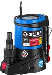 Дренажный насос с минимальным уровнем откачки, ЗУБР АкваСенсор 250 Вт, Профессионал (НПЧ-Т7-250)