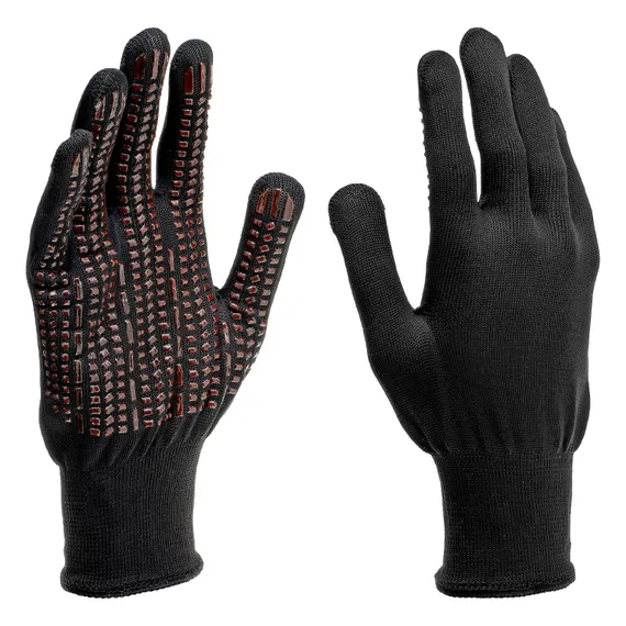 Перчатки трикотажные, синтетическая нить, ПВХ-гель точка, цвет: черный, L, 13 класс Сибртех