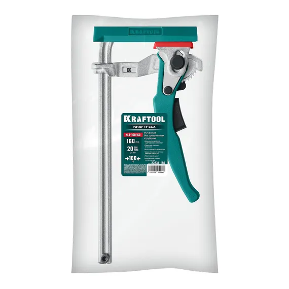 KRAFTOOL KRAFTFLEX, KLT-160, 160/60 мм, универсальная, цельнокованая, рычажная, быстрозажимная, в T-track струбцина (32331-160)
