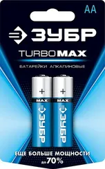 ЗУБР TURBO-MAX, АА х 2, 1.5 В, алкалиновая батарейка (59206-2C)