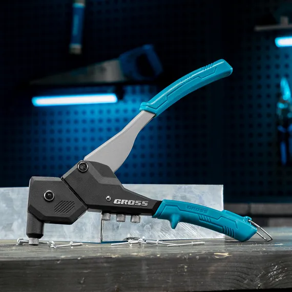 Заклепочник ручной, 290 мм, поворотный, 0-360, заклепки 2,4-3,2-4,0-4,8 мм Gross