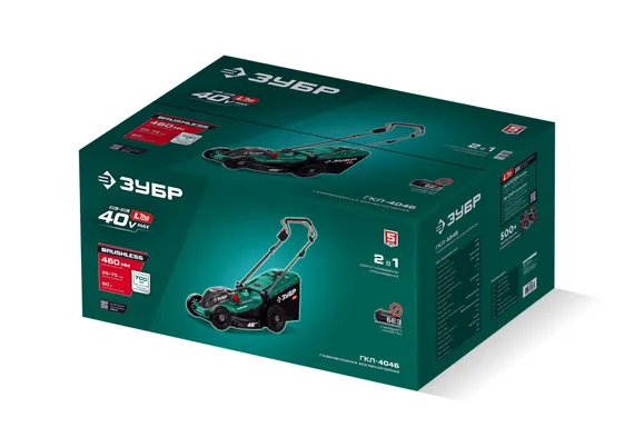 Аккумуляторная газонокосилка бесщеточная ЗУБР 40 В (2x20В), 460 мм, без АКБ (LMS) (ГКЛ-4046)