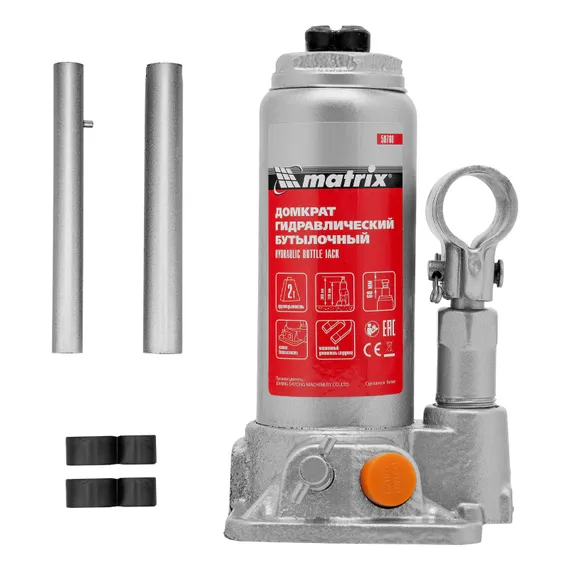 Домкрат гидравлический бутылочный, 2 т, h подъема 158-308 мм Matrix
