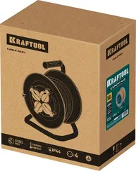 KRAFTOOL ПВС 3х2.5 50м 4000Вт IP44, Силовой удлинитель на стальной катушкеEXPERT (55089-50)