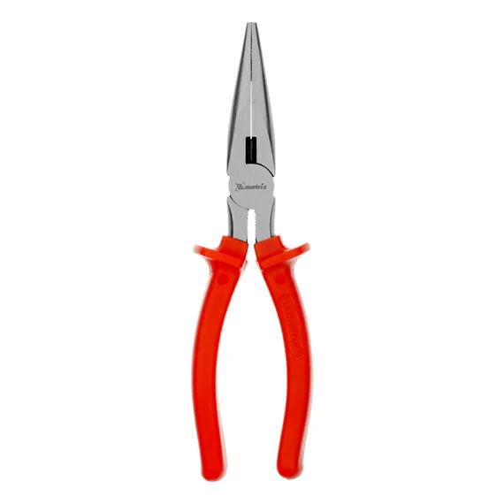 Длинногубцы прямые Econom, 200 мм, шлифованные, пластмассовые рукоятки Matrix