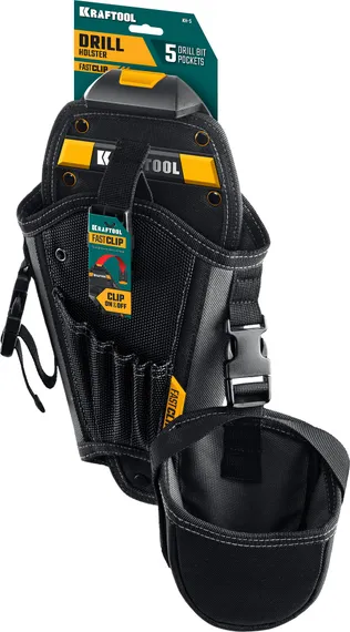 KRAFTOOL KH-5 кобура для шуруповерта с быстросъёмным креплением FastClip, средняя (38769)