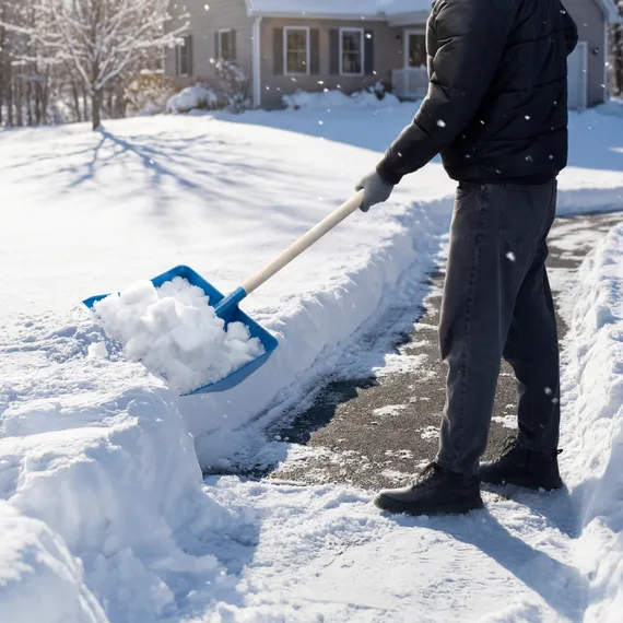 Лопата для уборки снега пластиковая, синяя, 420 х 425 мм, без черенка, Сибртех