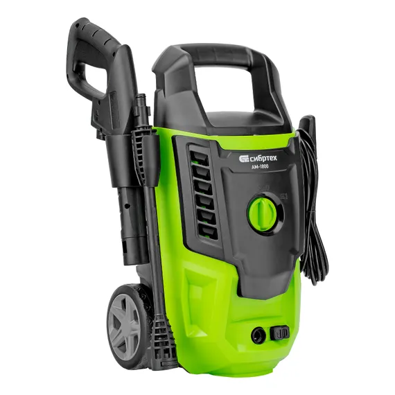 Моечная машина высокого давления АМ-1800, 1800 Вт, 140 бар, 350 л/ч, колесная Сибртех