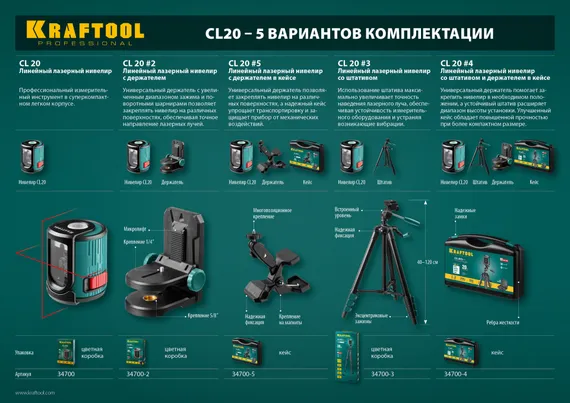KRAFTOOL CL 20 #2, лазерный нивелир (34700-2)