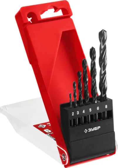 ЗУБР 6 шт, (2-8 мм), сталь Р4М2, класс В, набор сверл по металлу (29605-H6)
