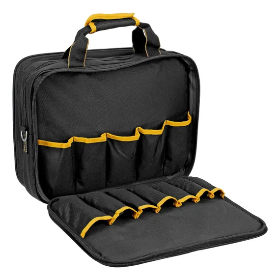 Сумка для инструмента, 400х170х300 мм, 3 отделения, 28 карманов, наплечный ремень Denzel