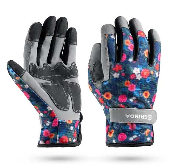 GRINDA AMBER, M (8), садовые перчатки из искусственной кожи с усиленным наладонником и кончиками пальцев, PRO Line (1139-M)