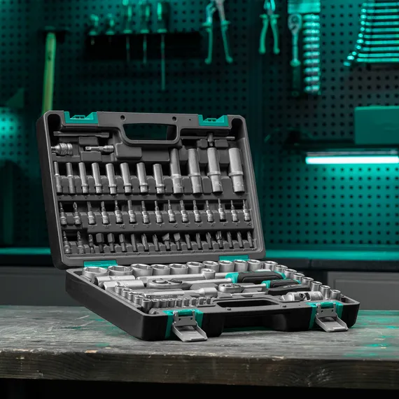 Набор инструментов, 1/2", 1/4", CrV, пластиковый кейс 94 предмета Stels