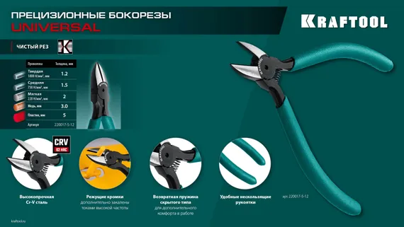 KRAFTOOL Kraft Mini, 130 мм, прецизионные бокорезы (220017-5-12)