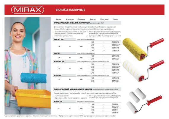 MIRAX POLYTEX PRO, 48 х 240 мм, бюгель 8 мм, ворс 12 мм, полиакрил/полиэстер, все виды ЛКМ, малярный ролик (02816-24)