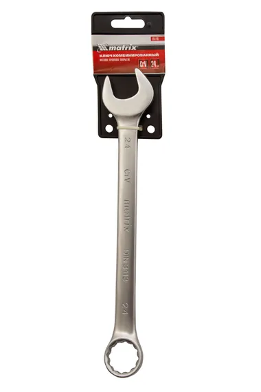Ключ комбинированный, 24 мм, CrV, матовый хром Matrix