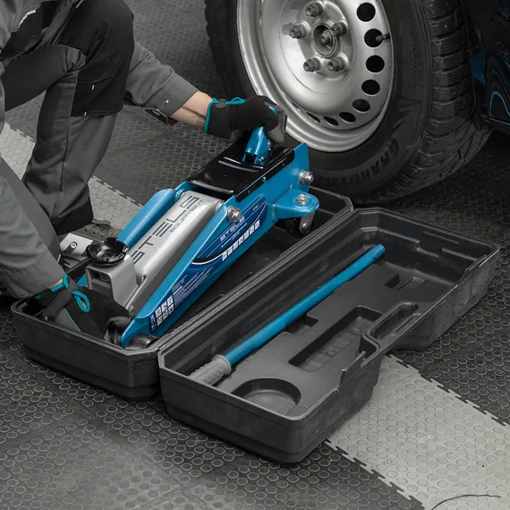 Домкрат гидравлический подкатной, высокий подъем, 3т SUV, 190-535 мм, в кейсе Stels