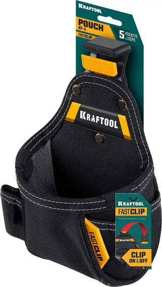 KRAFTOOL KP-5 поясная сумка с быстросъёмным креплением FastClip, 150 х 190 мм (38778)