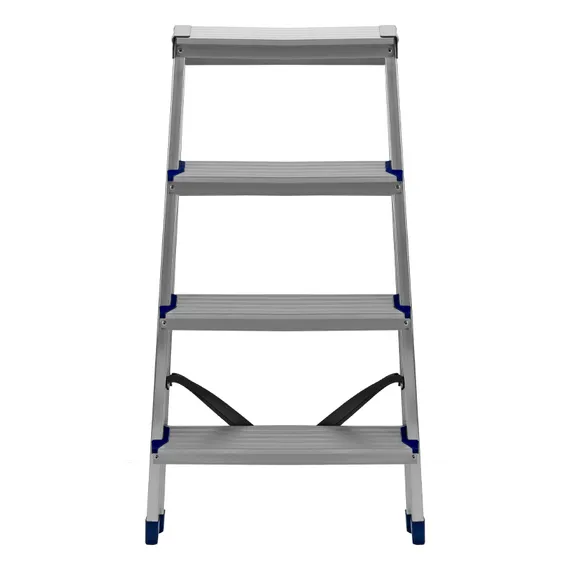 Стремянка двусторонняя 4 ступени, алюминиевая, Сибртех