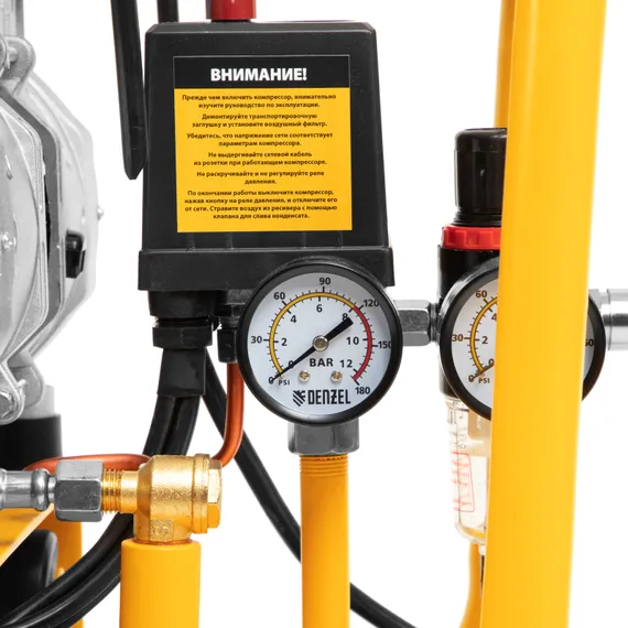 Компрессор безмасляный, малошумный DLS 2200/50, 2200 Вт, 2x1100, 50 л, 380 л/мин Denzel