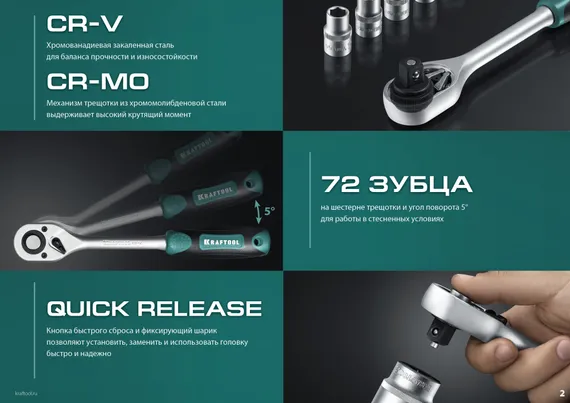 KRAFTOOL X-Drive 82, 82 предм., (1/2″+1/4″), универсальный набор инструмента (27887-H82)