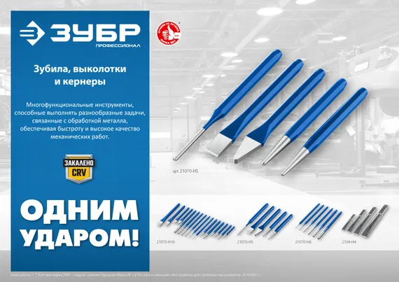 ЗУБР 6 предметов, набор шестигранных выколоток в чехле, Профессионал (21070-H6)