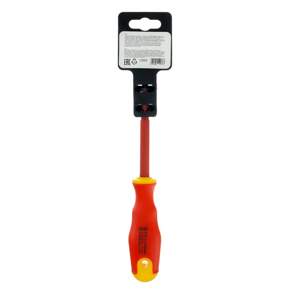 Отвертка диэлектрическая PH2 х 100 мм, CrV, до 1000 В, двухкомпонентная рукоятка Сибртех