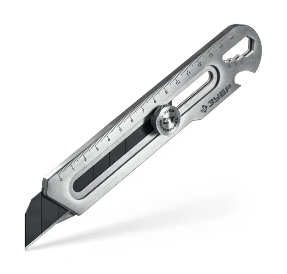 ЗУБР Терминатор-25, 25 мм, цельнометаллический нож с винтовым фиксатором, Профессионал (09186)