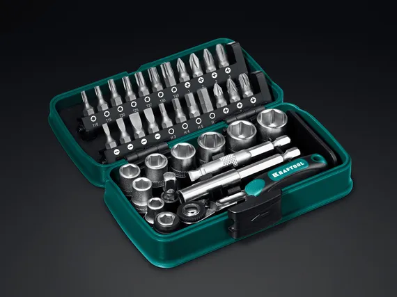 KRAFTOOL X-Drive 35, 35 предм., универсальный набор инструмента 1/4″ (27974)