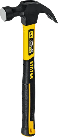 STAYER Hercules, 450 г, молоток-гвоздодёр столярный с фиберглассовой рукояткой, Professional (2026-450)