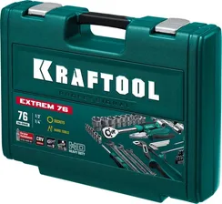 KRAFTOOL EXTREM-76, 76 предм., (1/2″+3/8″+1/4″), универсальный набор инструмента (27889-H76)