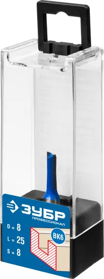 ЗУБР 8 x 25 мм, хвостовик 8 мм, фреза пазовая прямая, Профессионал (28753-8-25)