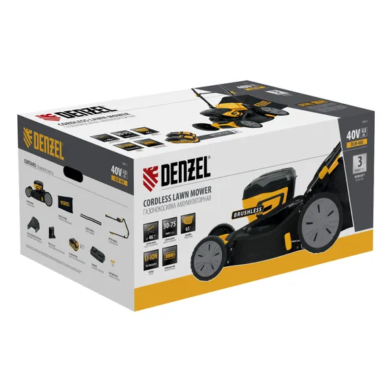 Газонокосилка аккумуляторная бесщет. DLM-460, 460 мм, травосб. 65 л., Li-Ion, 40 В Denzel