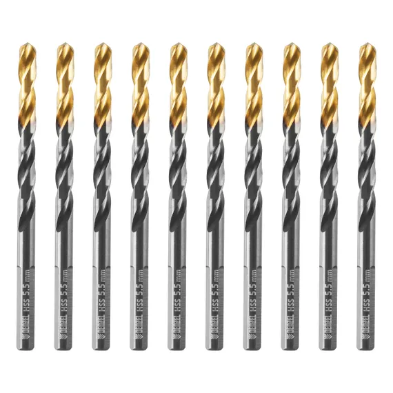 Сверло по металлу, 5,5 мм, HSS-Tin, Golden Tip, 10 шт. Denzel