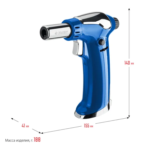 ЗУБР АГ-17, 1300°C, автономная газовая горелка с пьезоподжигом, Профессионал (55518)