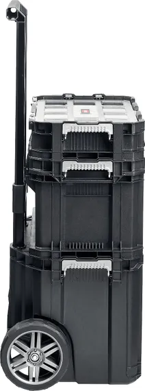 KETER SMART ROLLING, 564 х 373 х 700 мм, (22″), набор пластиковый ящик-тележка + ящик для инструментов + ящик органайзер (38390-22)