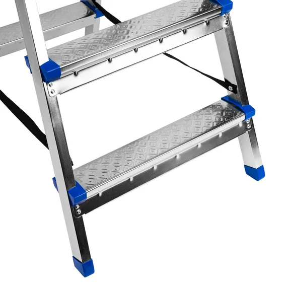 Стремянка двухсторонняя 4 ступени, сталь профиль, стальные ступени, Сибртех