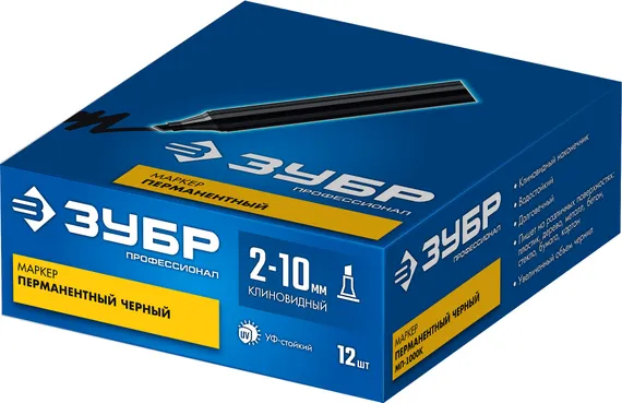 ЗУБР МП-1000К чёрный, 2-10 мм, клиновидный перманентный маркер (06333-2)