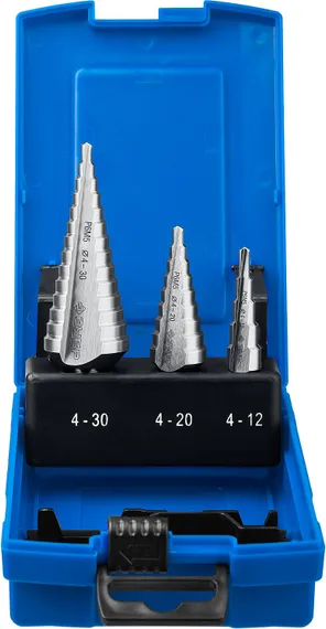 ЗУБР 4-30 мм, 3 шт, сталь Р6М5, набор ступенчатых сверл, Профессионал (29670-4-30-H3)