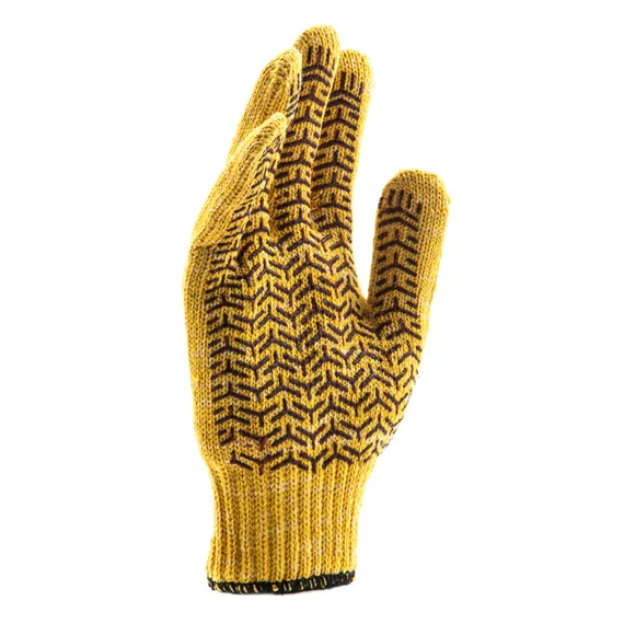 Перчатки трикотажные усиленные, гелевое ПВХ-покрытие, 7 класс, желтые Сибртех