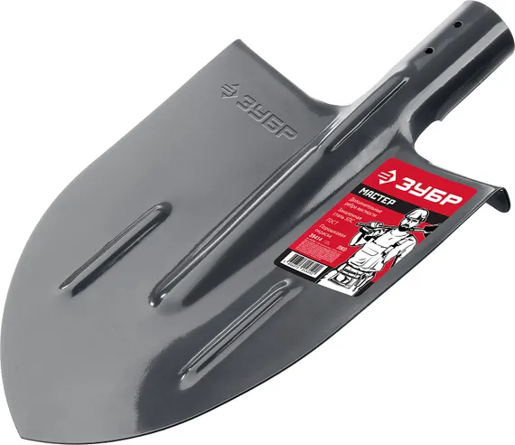 ЗУБР Мастер, 380 х 208 мм, полотно 1.6 мм, закалено, с рёбрами жёсткости, без черенка, тип ЛКО, штыковая лопата (39414)