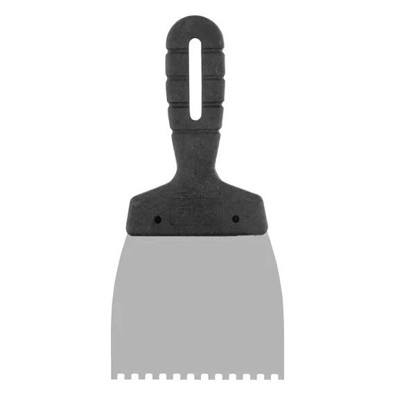 Шпатель из нержавеющей стали, 100 мм, зуб 4 х 4 мм, пластмассовая ручка Сибртех