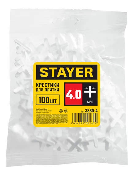 STAYER 4 мм, 100 шт, крестики для плитки (3380-4)
