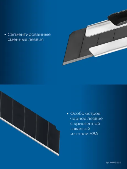 ЗУБР 25 мм, 5 шт, сегментированные особо острые лезвия, Профессионал (09715-25-5)